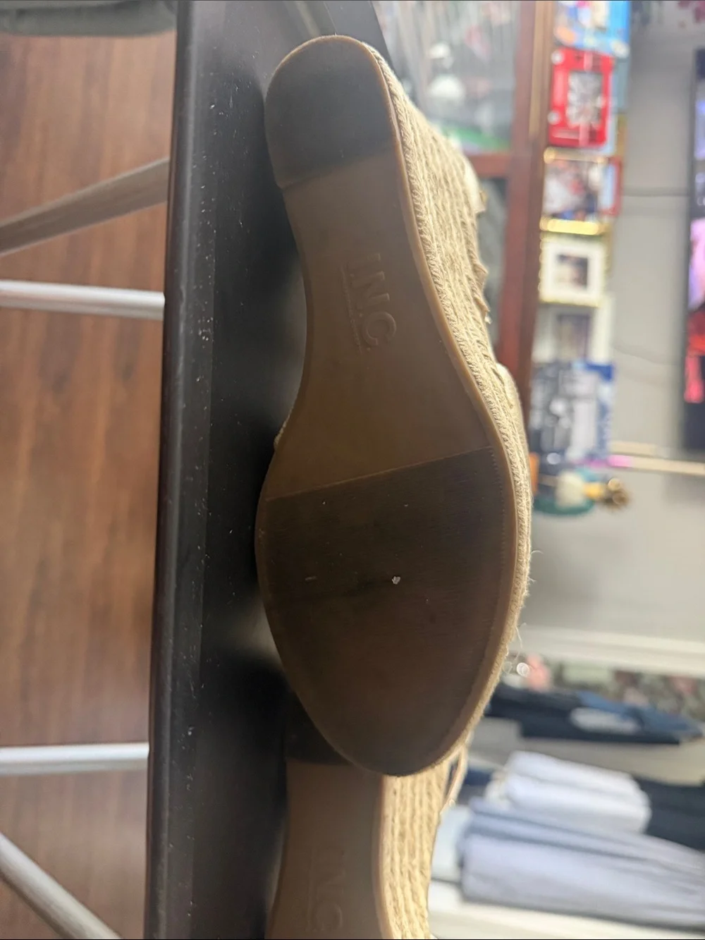 Metallic Gold Espadrille Wedge Sandals with Ankle Strap